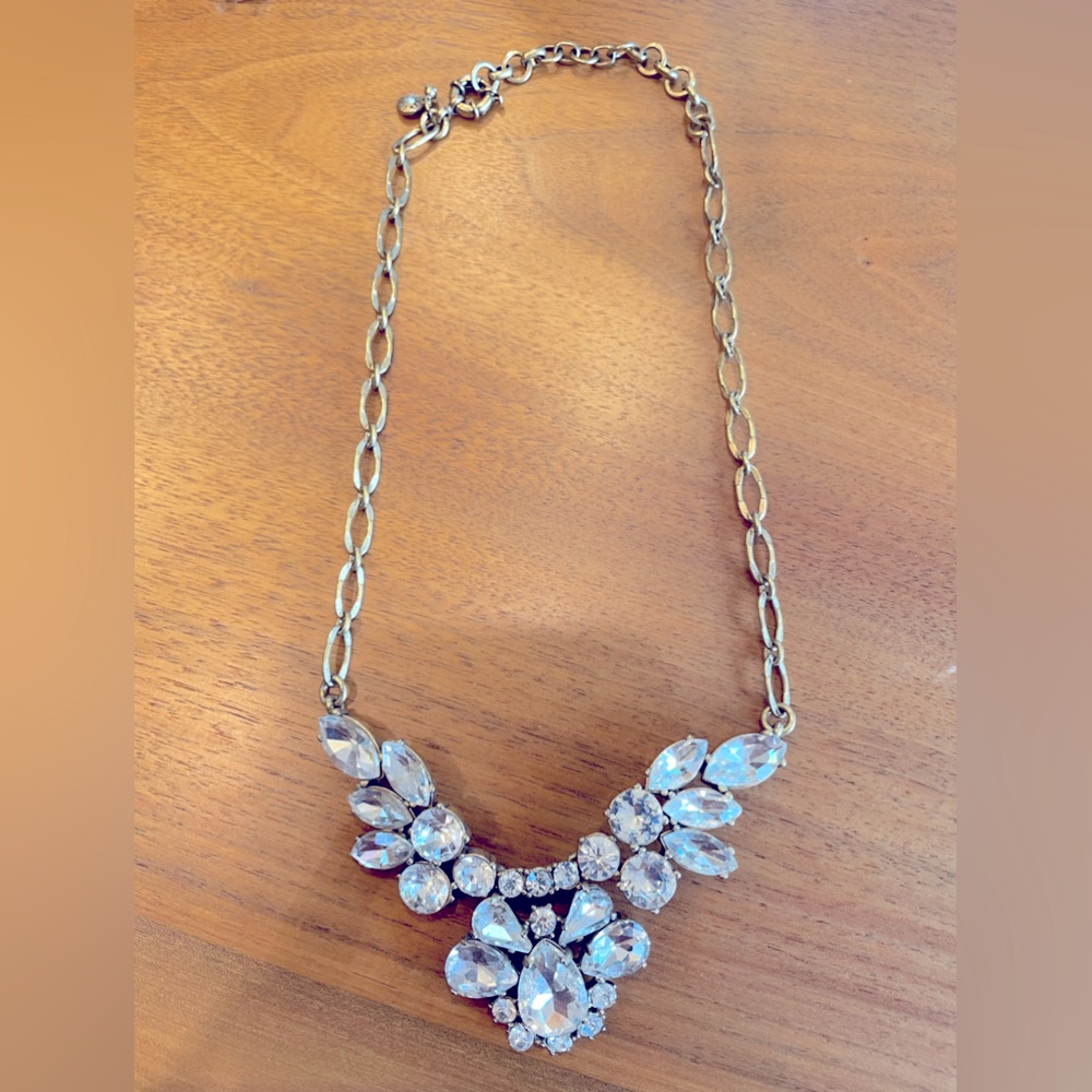 Jcrew Sparkly Gem Statement Necklace with Chunky gold chain